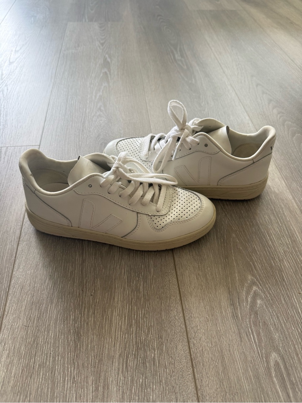 Veja Women’s White Leather Low-Top Sneakers with Cream Sole